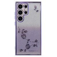 Case for Samsung Galaxy S24 Ultra, Glitter Flower, purple