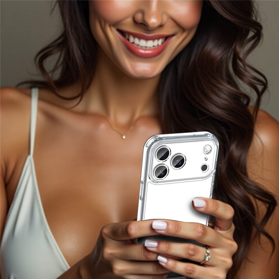 Silicone sleeve for iPhone 17 Pro Max, with hard back, transparent
