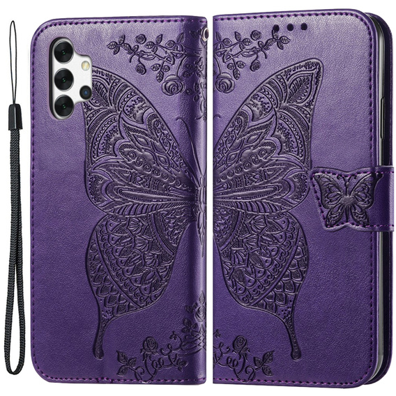 Flip case for Samsung Galaxy A13 4G, Butterfly, purple