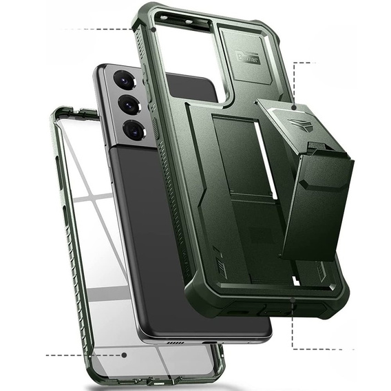 Armored case for Samsung Galaxy S21 Ultra, Dexnor Full Body, green