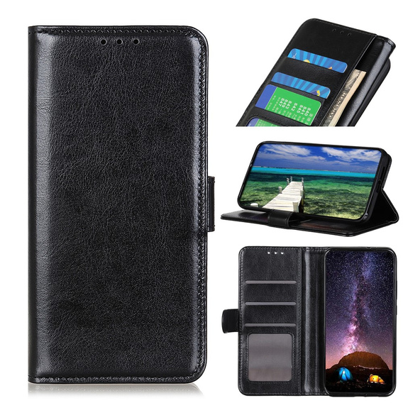 Crazy Horse Wallet flip case for Google Pixel 10a, black