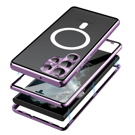 Magnetic Dual Glass MagSafe case for Samsung Galaxy S23 Ultra, purple