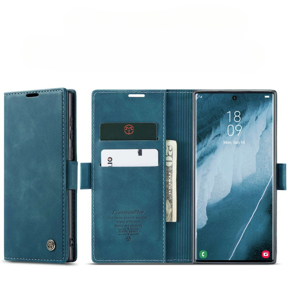 CASEME case for Samsung Galaxy S22 Ultra, Leather Wallet Case, green