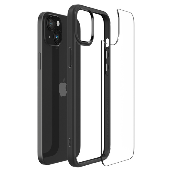 Spigen case for iPhone 15, Ultra Hybrid, black + 9H Tempered Glass