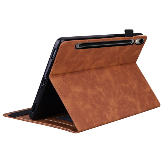 Case for Samsung Galaxy Tab S10 FE+ Plus, Classic, with space for stylus, brown