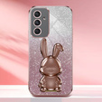 Case for Samsung Galaxy A54 5G, Glitter Rabbit, with slide-out stand, pink