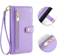 Flip case for iPhone 16E, Wallet Zipper Pocket, purple