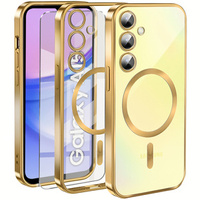 Case for Samsung Galaxy A15 4G/5G, Electro MagSafe, gold + Screen Glass