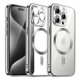 Case for iPhone 15 Pro Max, Electro MagSafe, silver + Screen Glass