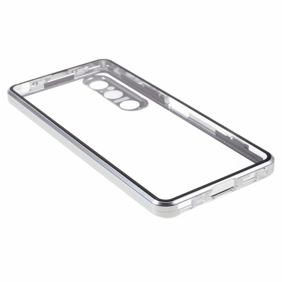 Case for Sony Xperia 1 V, Magnetic Dual Glass, silver