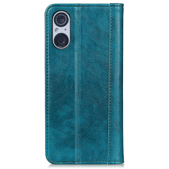 Case for Sony Xperia 5 V, Wallet Litchi Leather, green
