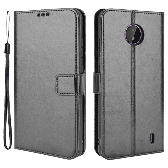 Flip case for Nokia C10 / C20, Crazy Horse Wallet, black