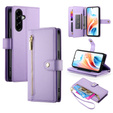 Flip case with zip pocket for Samsung Galaxy A57 5G, purple