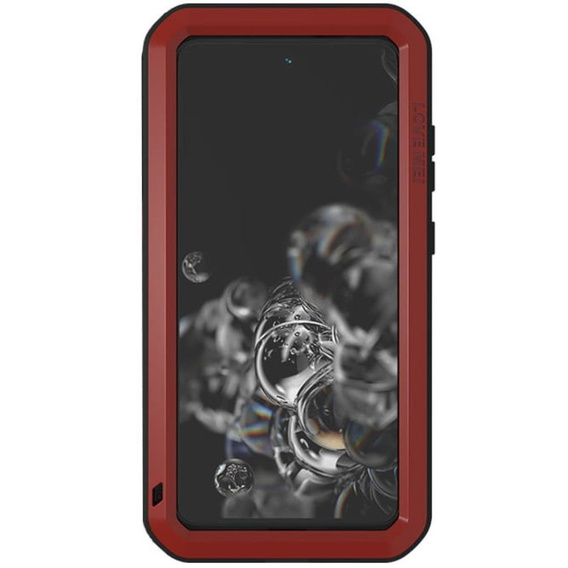 Love Mei Case for Samsung Galaxy S21 FE, armored with glass, red