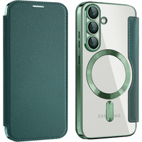 Flip case for Samsung Galaxy S25+ Plus, RFID Wallet MagSafe CamShield, green