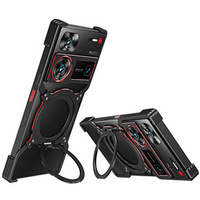 Case for ZTE nubia Z60 Ultra, Kickstand Bumper, with lens cover, for MagSafe, black / red