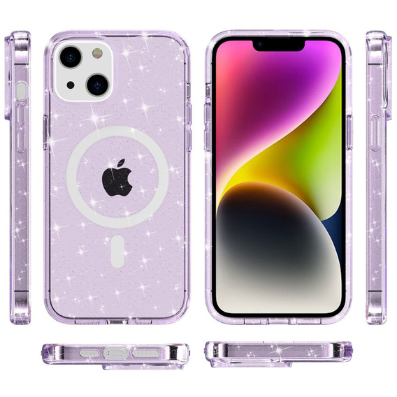 Case for iPhone 14, Dropproof MagSafe Glitter, purple