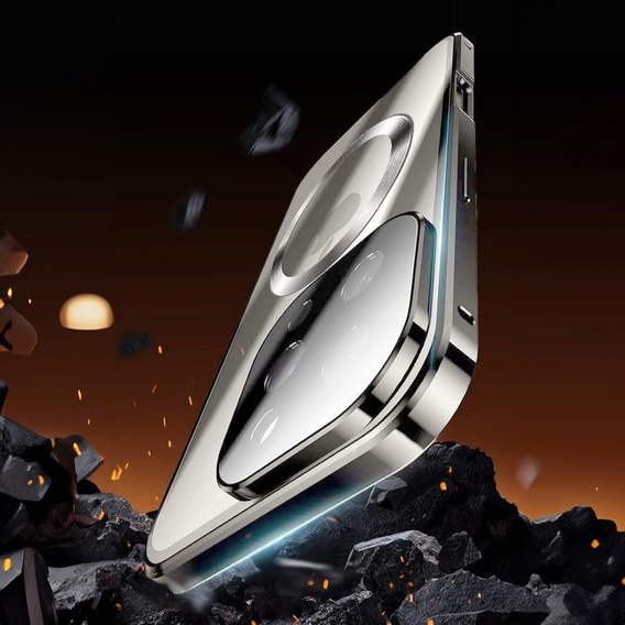 Magnetic Dual Glass MagSafe case for iPhone 16 Pro Max, titanium