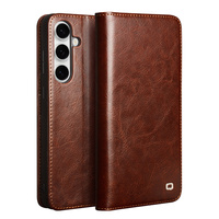 Flip case for Samsung Galaxy S25 FE, QIALINO Leather Wallet, brown