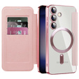 Flip case for Samsung Galaxy S24, RFID Wallet MagSafe CamShield, pink
