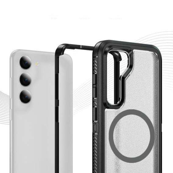 Case with frame for Samsung Galaxy S23 FE, for MagSafe, transparent / black