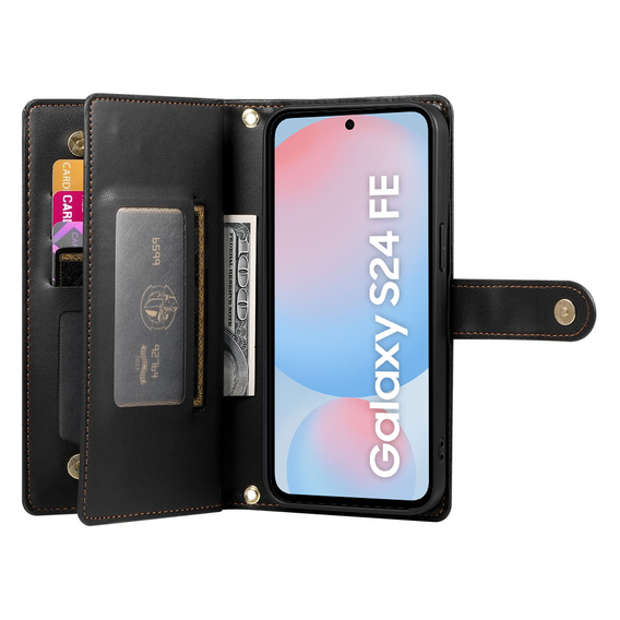 Flip case for Samsung Galaxy S24 FE, Wallet Zipper Pocket, black