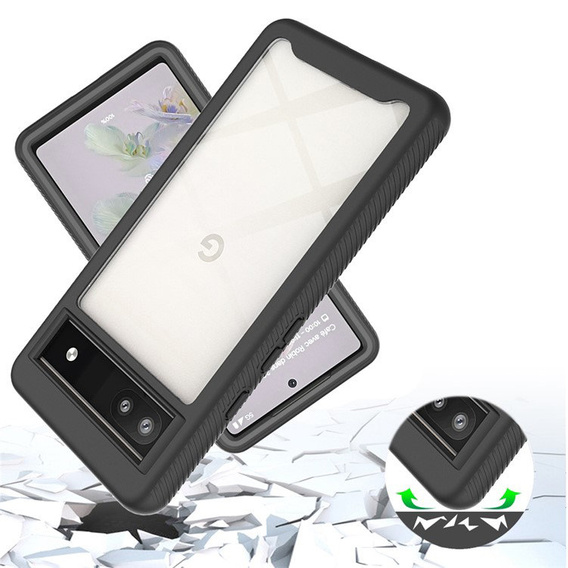 Case for Google Pixel 6a, Shockproof, with film, black