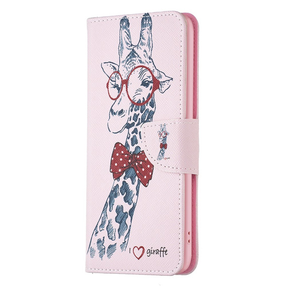 Flip case for Motorola Edge 40 Neo, Wallet, giraffe, pink