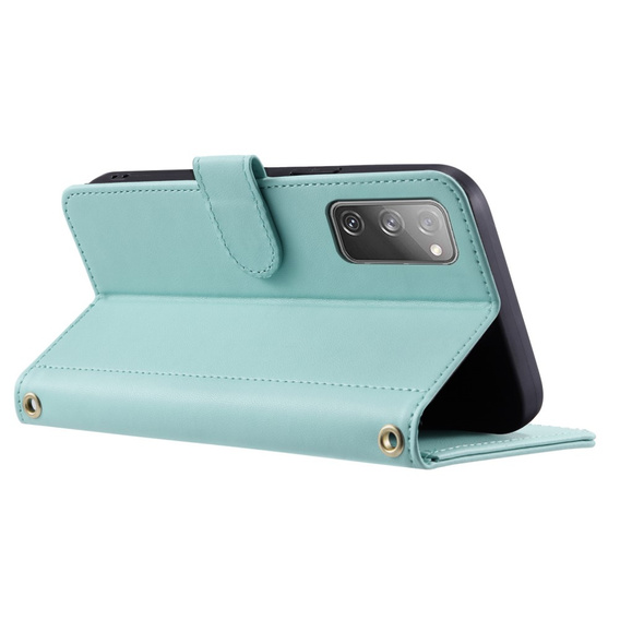 Flip case for Samsung Galaxy S20 FE, Rhombus Crossbody Leather, green