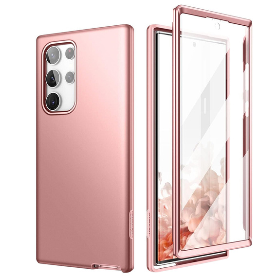 Case for Samsung Galaxy S22 Ultra, Suritch Full Body, pink rose gold