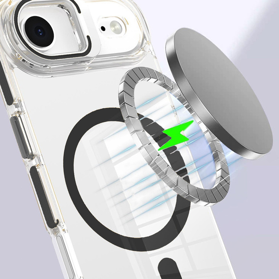 Case for iPhone Air, for MagSafe, with stand, transparent with black inserts