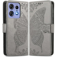 Flip case for Motorola Edge 50 Pro, Butterfly, grey