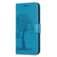Flip case for Motorola Moto E22 / E22i, Wallet, tree i sowy, blue