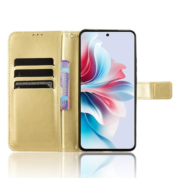 Flip case for Oppo Reno 11F 5G, Crazy Horse Wallet, gold