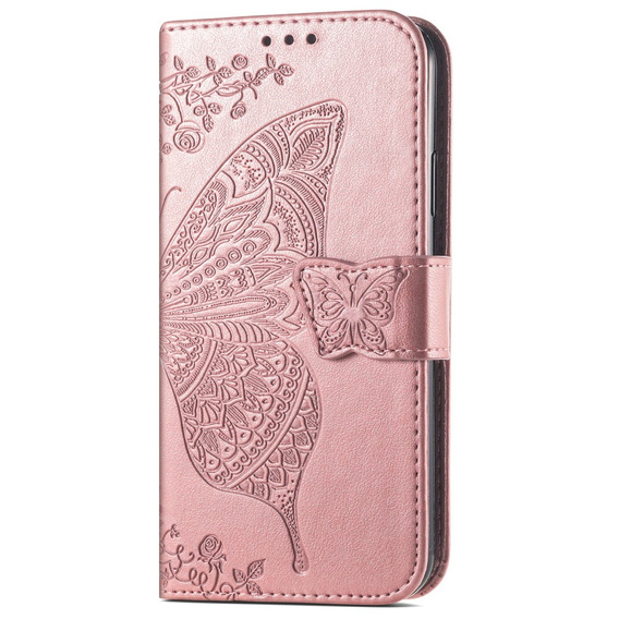 Flip case for Samsung Galaxy A56, Butterfly, pink rose gold