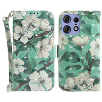 Flip case for Motorola Edge 50 Pro 5G, Wallet, Flowers white