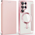 Flip case for Samsung Galaxy S25 Ultra, RFID Wallet MagSafe CamShield, pink