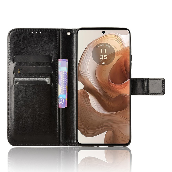 Flip case for Motorola Edge 50 Ultra, Crazy Horse Wallet, black