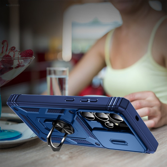 Case for Samsung Galaxy S25 Ultra, KickStand Camera Lens, blue