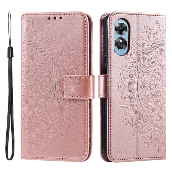 Flip case for Oppo A17, Mandala, pink rose gold