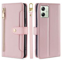 Flip case for Motorola Moto G54 5G, Wallet Zipper Pocket, pink