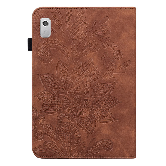 Flap case for Lenovo Tab M9, flower, brown