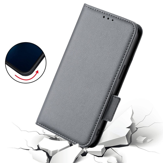 Flip case for Xiaomi Redmi Note 12 5G / POCO X5 5G, Wallet Litchi Magnet, grey