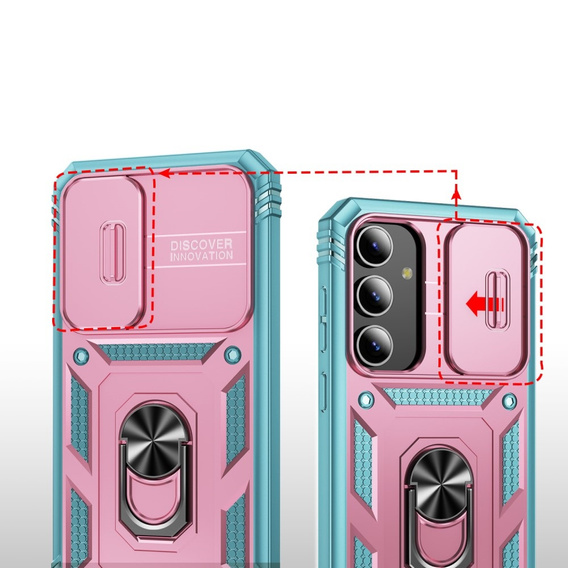 Case for Samsung Galaxy S24, CamShield Slide, green / pink
