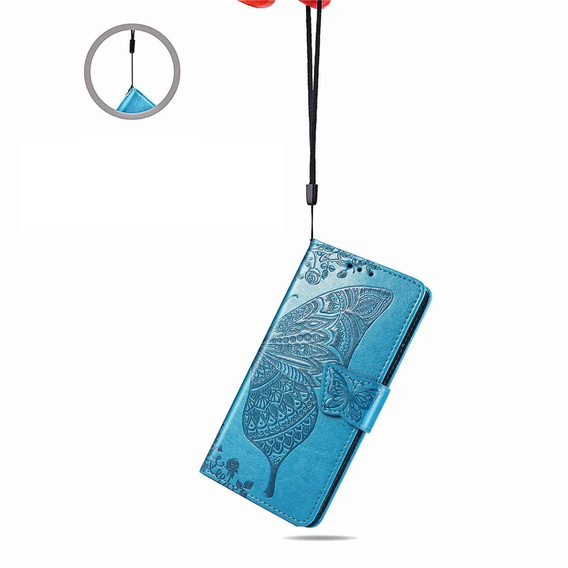 Flip case for Motorola Moto G86 Power 5G, Butterfly, blue