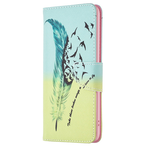 Flip case for Samsung Galaxy A05s, Wallet, Feather, blue