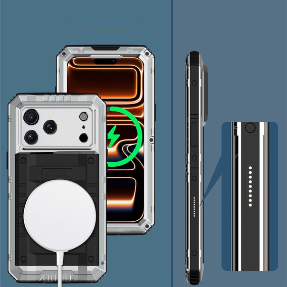 IP68 waterproof case for iPhone 17 Pro Max, silver