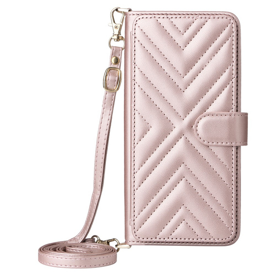 Crossbody Leather Wallet flip case for Samsung Galaxy S25 Edge, pink
