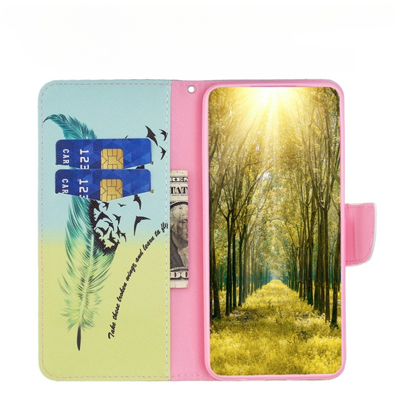 Flip case for Xiaomi Redmi Note 12 4G, Wallet, feather, blue