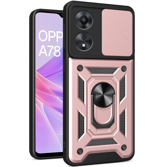 Case for Oppo A78 5G, CamShield Slide, pink rose gold